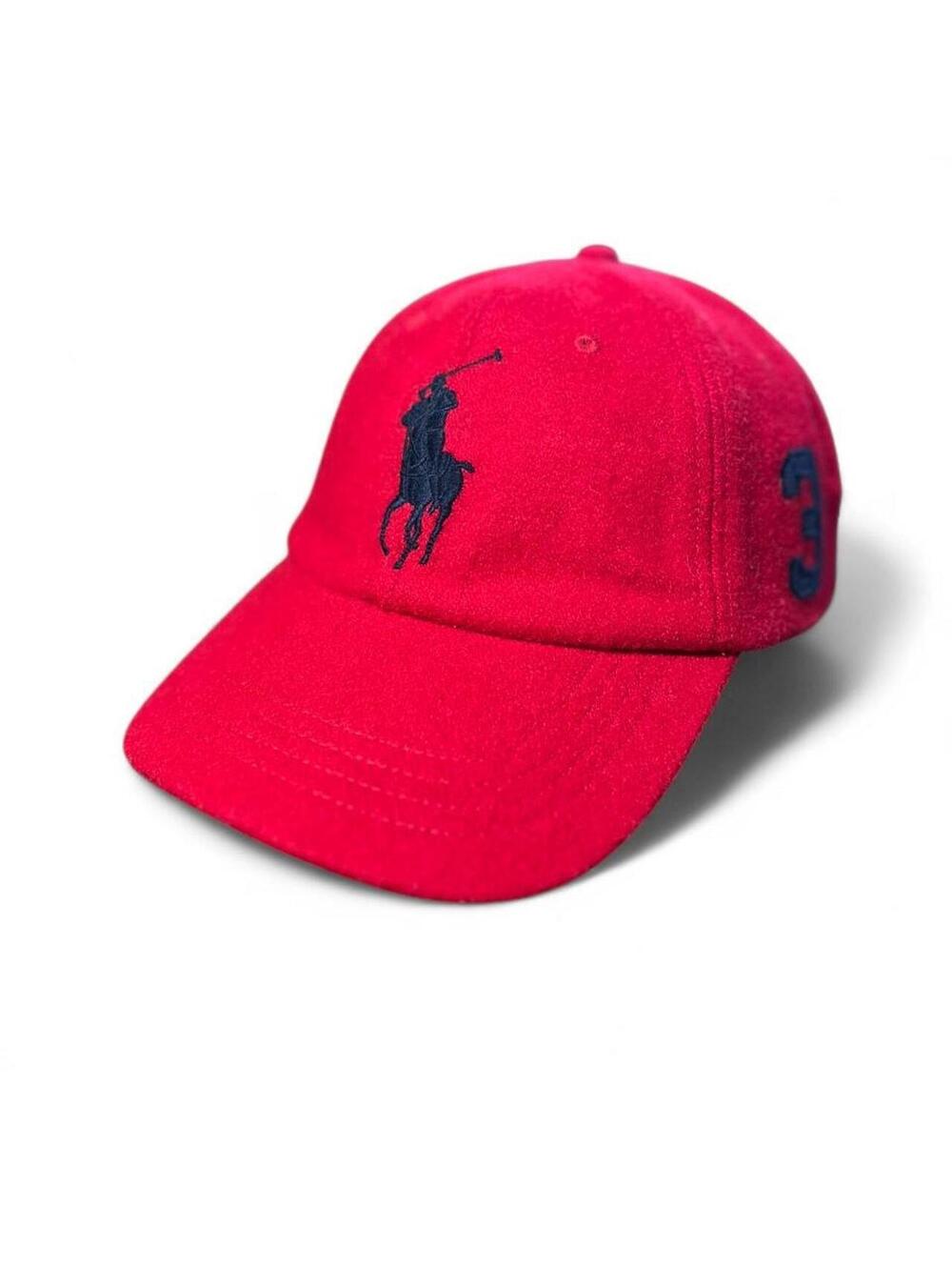 Vintage Polo Ralph Lauren Wool Cap Strapback Red Big Pony